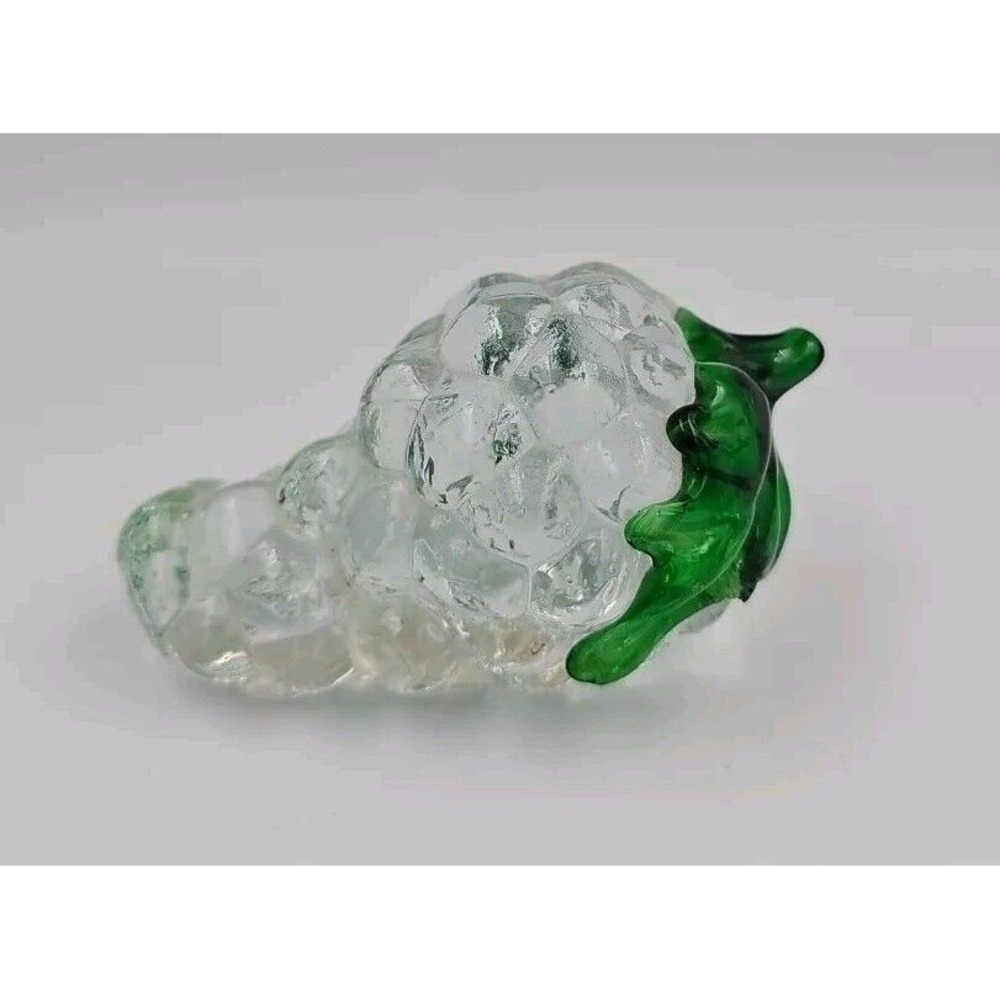 Vintage Clear‎ Glass Fruit Grape Cluster Paperweight 4"